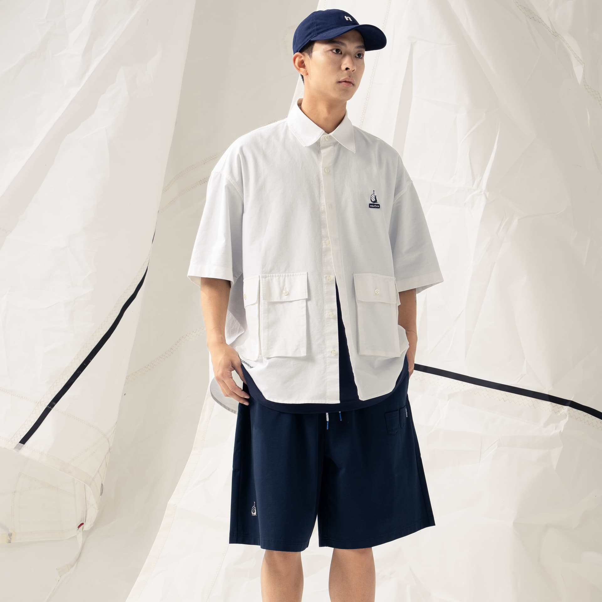 Рубашка Nautica White Sail Короткий Sleeved Рубашка Унисекс Белый - изображение 5