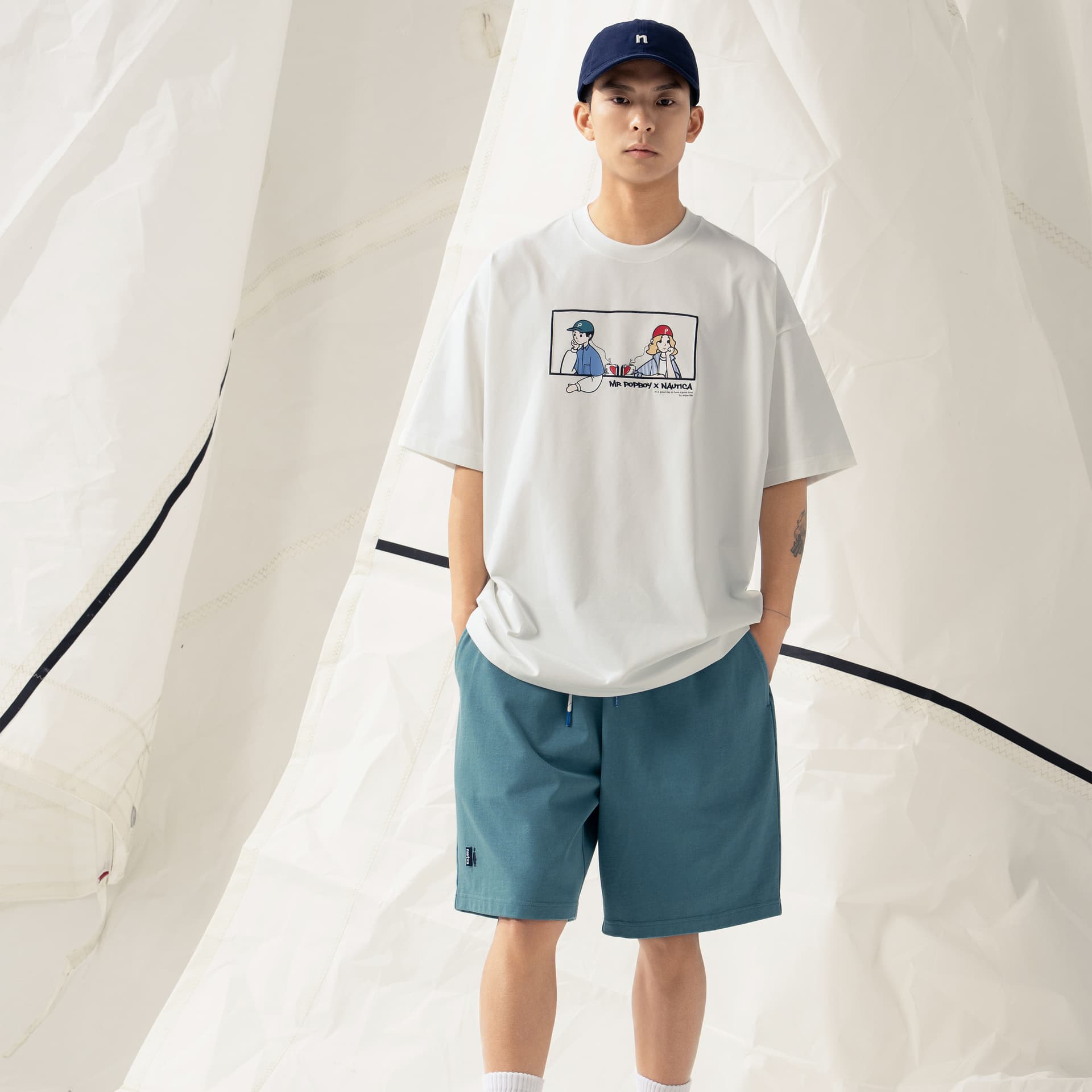 Футболка nautica white sail x POPBOY SS24 T - изображение 3