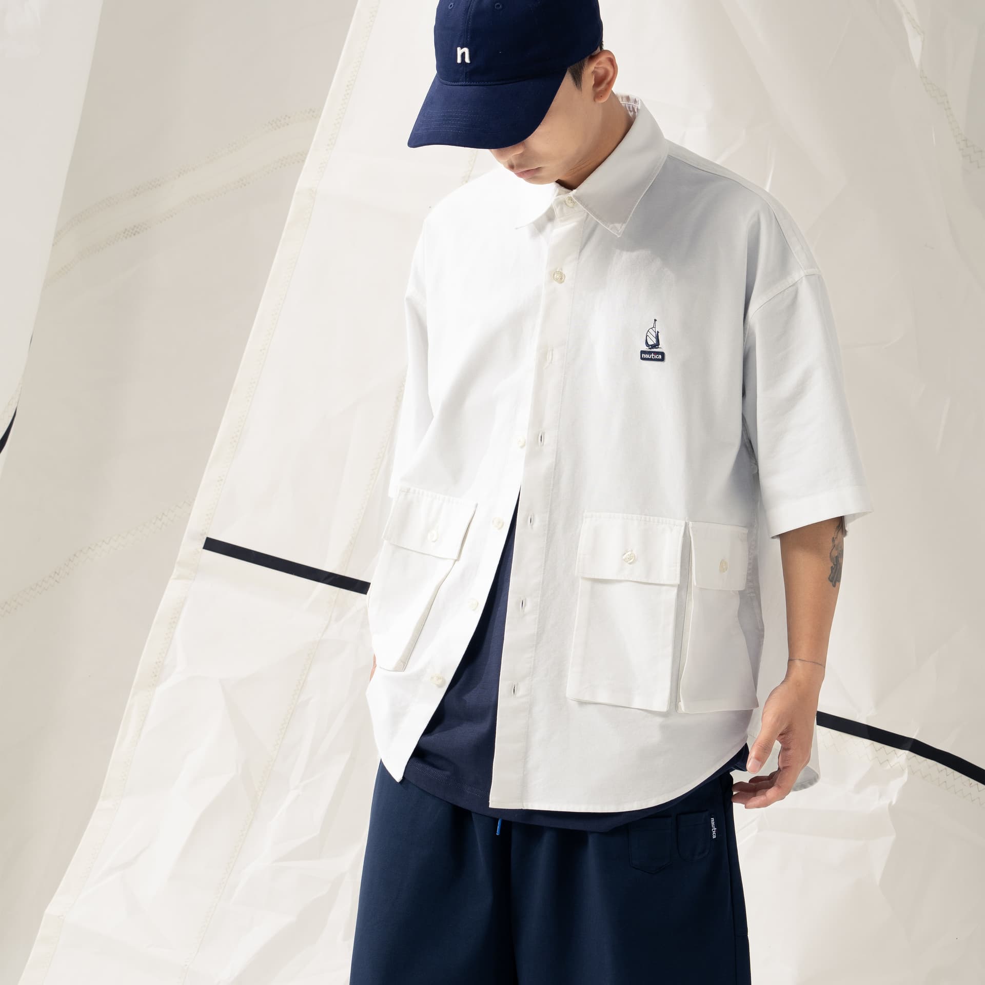 Рубашка Nautica White Sail Короткий Sleeved Рубашка Унисекс Белый - изображение 7