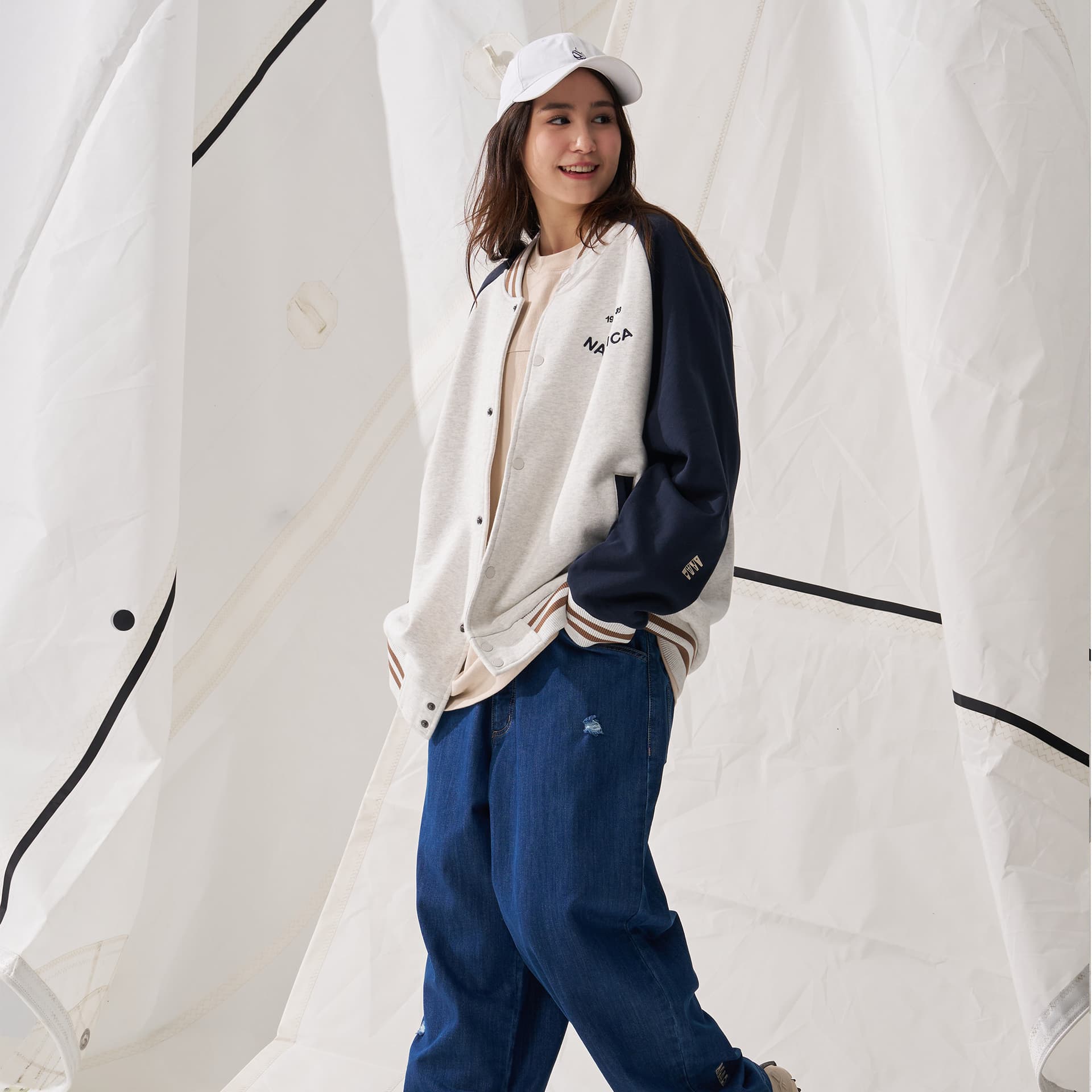 Бомбер Nautica White Sail Бейсбольная куртка унисекс - изображение 4