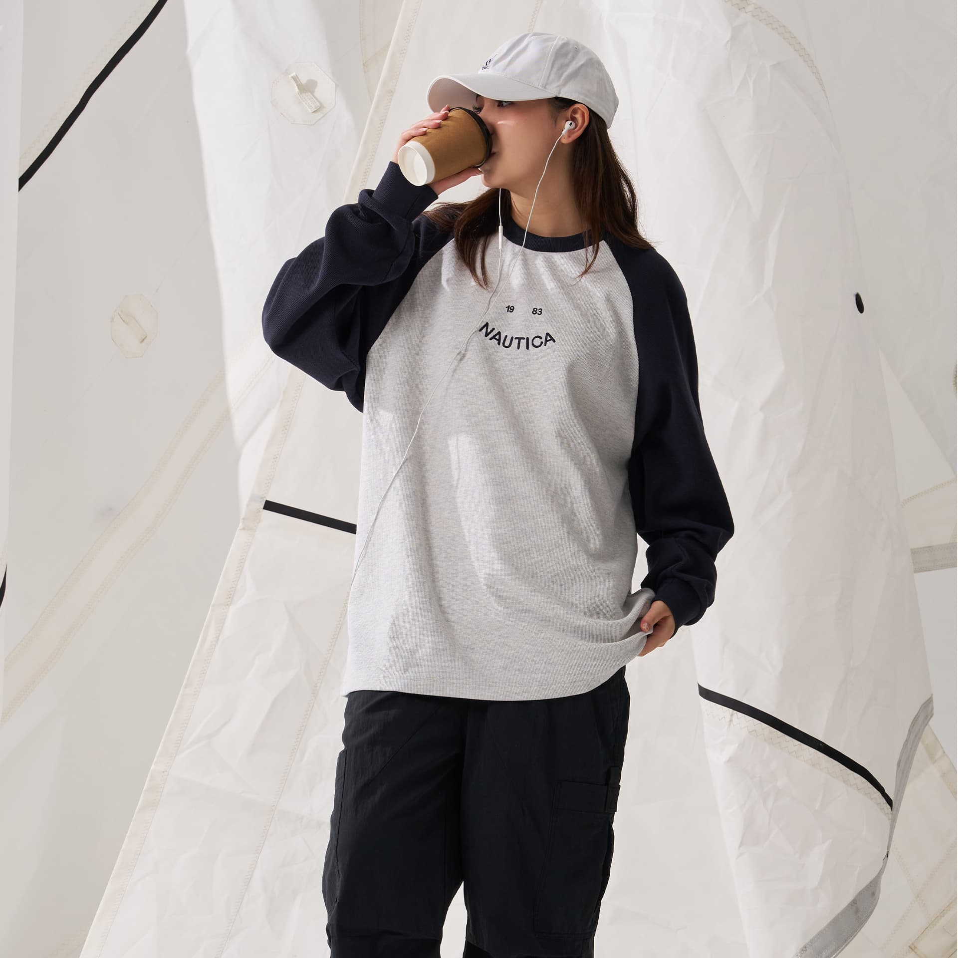 Футболка Nautica White Sail Длинный рукав Т-рубашка Унисекс - изображение 6