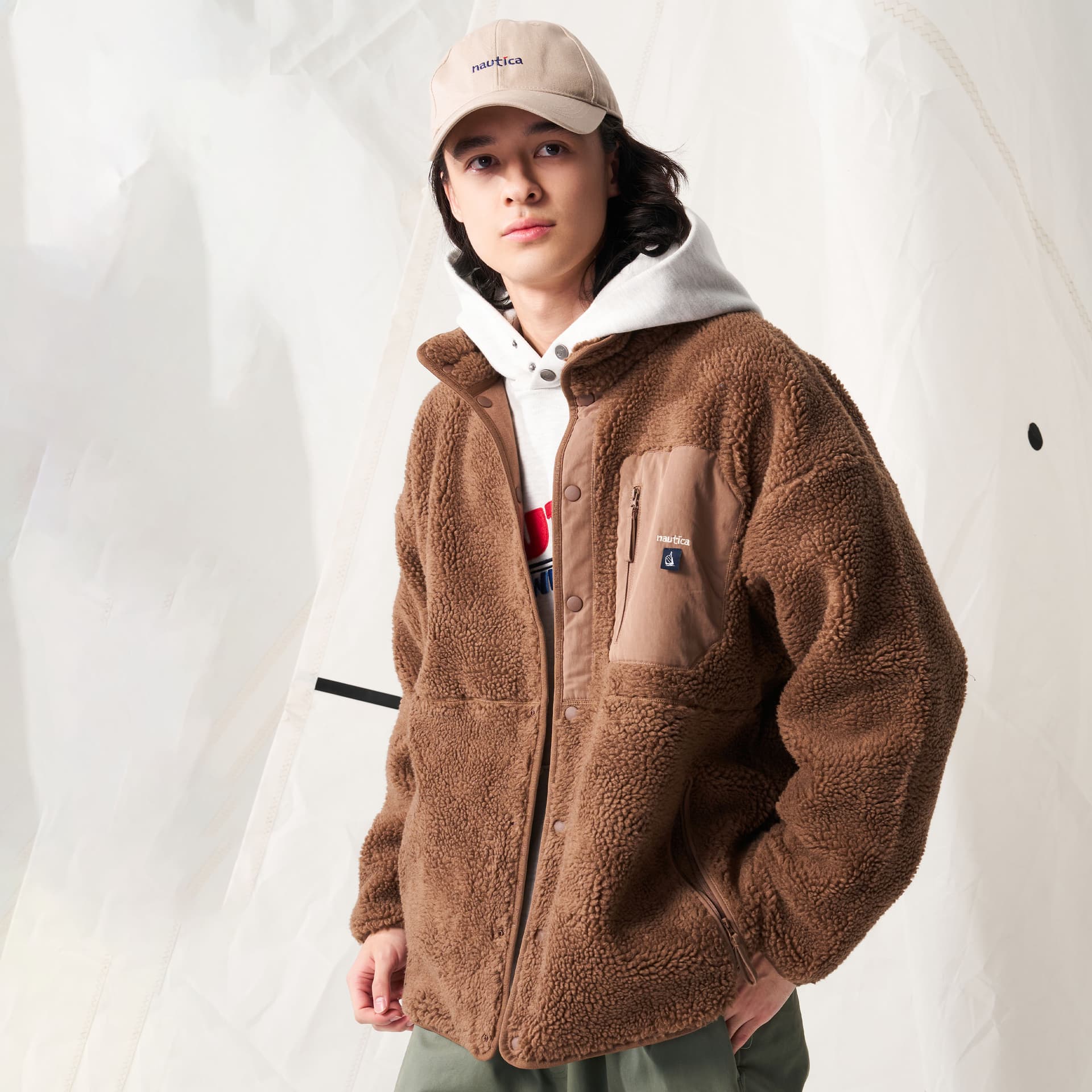 Куртка Nautica White Sail Белый Парус С флисовой подкладкой Термический Свободный крой Удобный Много карманов Логотип - изображение 5