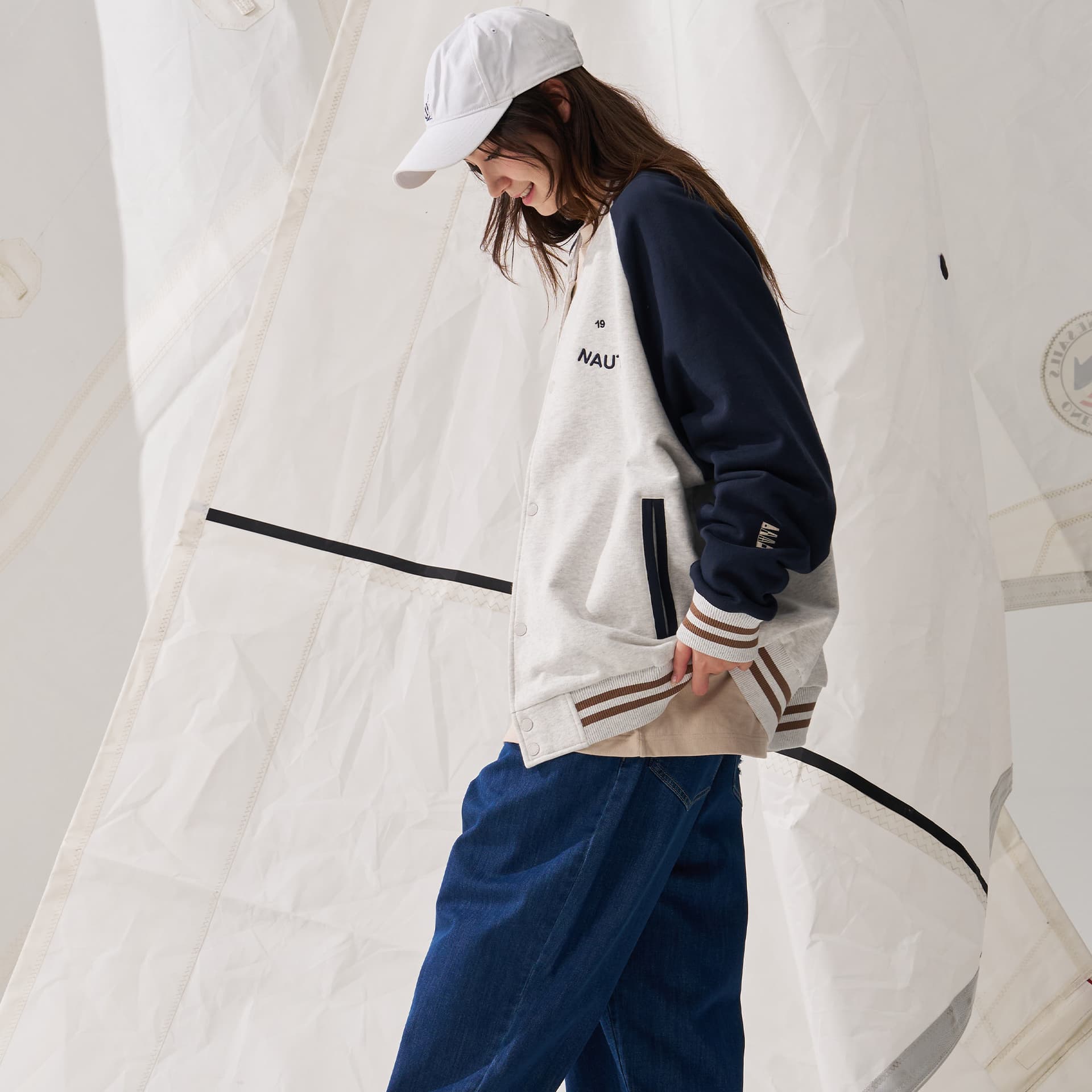 Бомбер Nautica White Sail Бейсбольная куртка унисекс - изображение 5