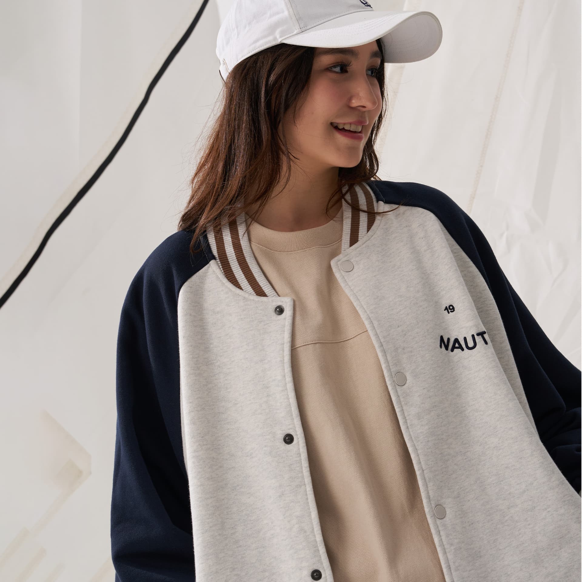 Бомбер Nautica White Sail Бейсбольная куртка унисекс - изображение 6