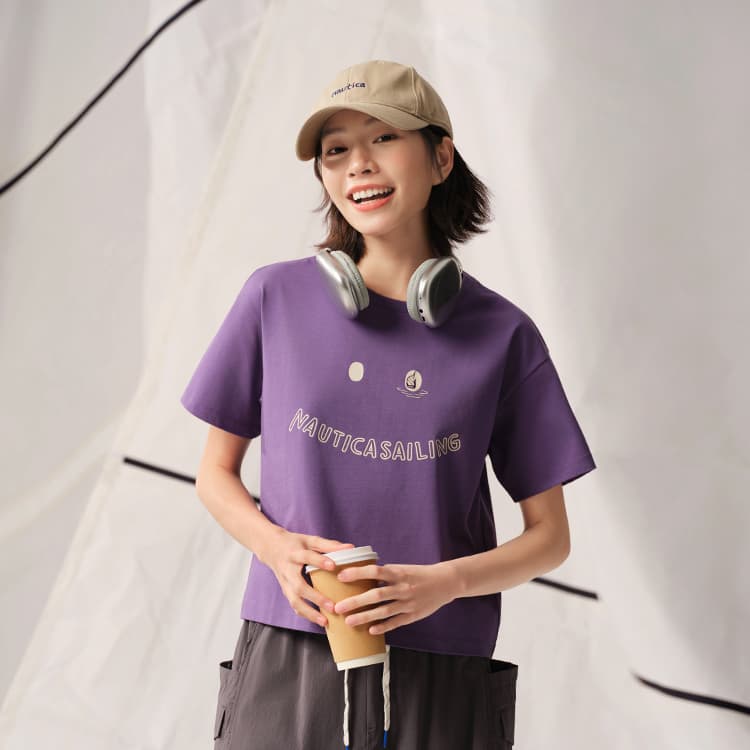 Футболка Nautica White Sail Короткий рукав T-рубашка Женская - изображение 3