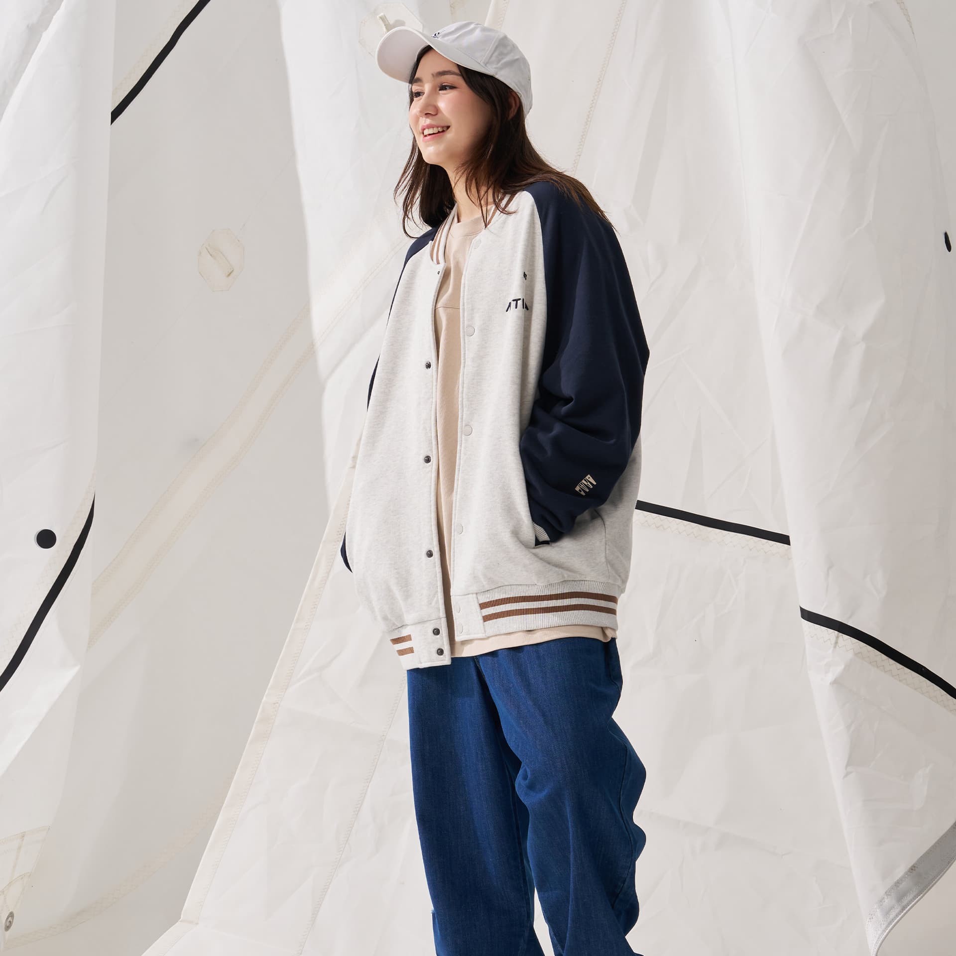 Бомбер Nautica White Sail Бейсбольная куртка унисекс - изображение 3