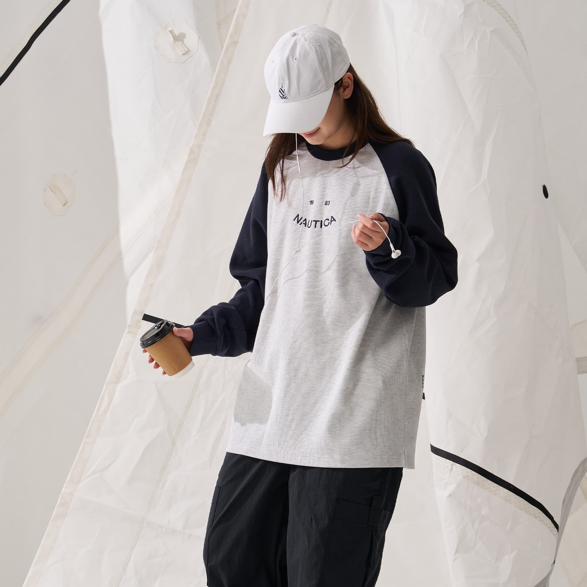 Футболка Nautica White Sail Длинный рукав Т-рубашка Унисекс - изображение 5