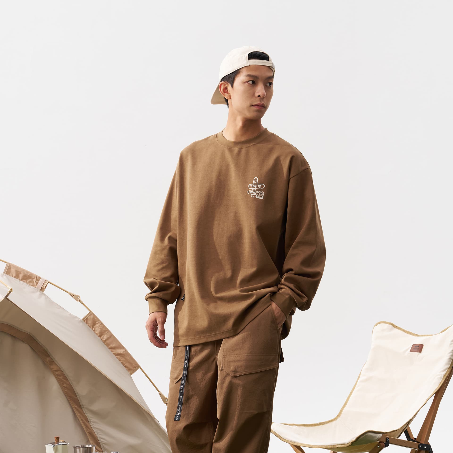 Футболка Nautica White Sail Длинный рукав круглый вырез футболка унисекс - изображение 4