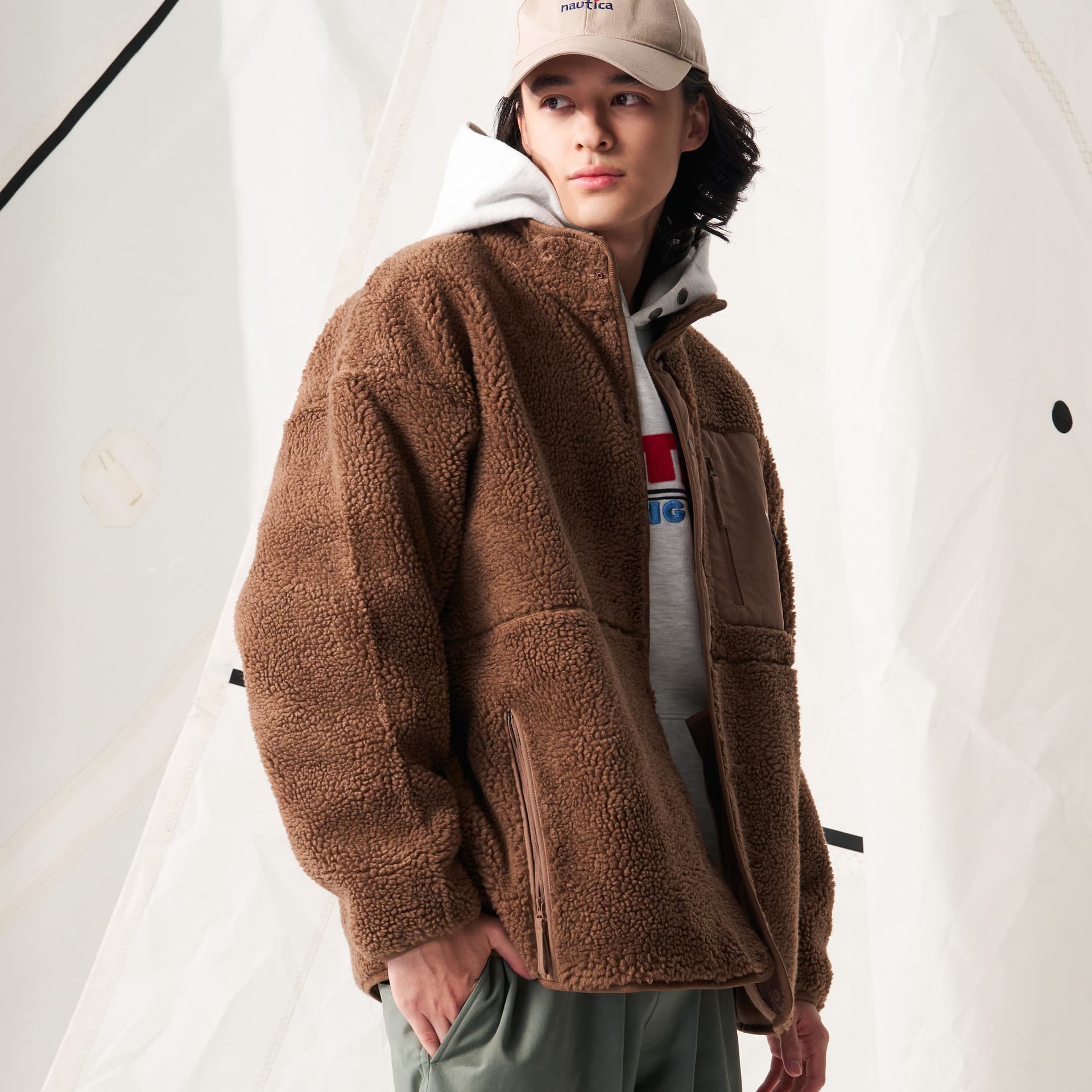 Куртка Nautica White Sail Белый Парус С флисовой подкладкой Термический Свободный крой Удобный Много карманов Логотип - изображение 4