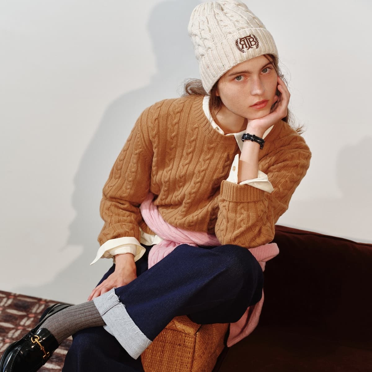 Кардиган Teenie Weenie Верблюжий цвет Женские Свитеры - изображение 4