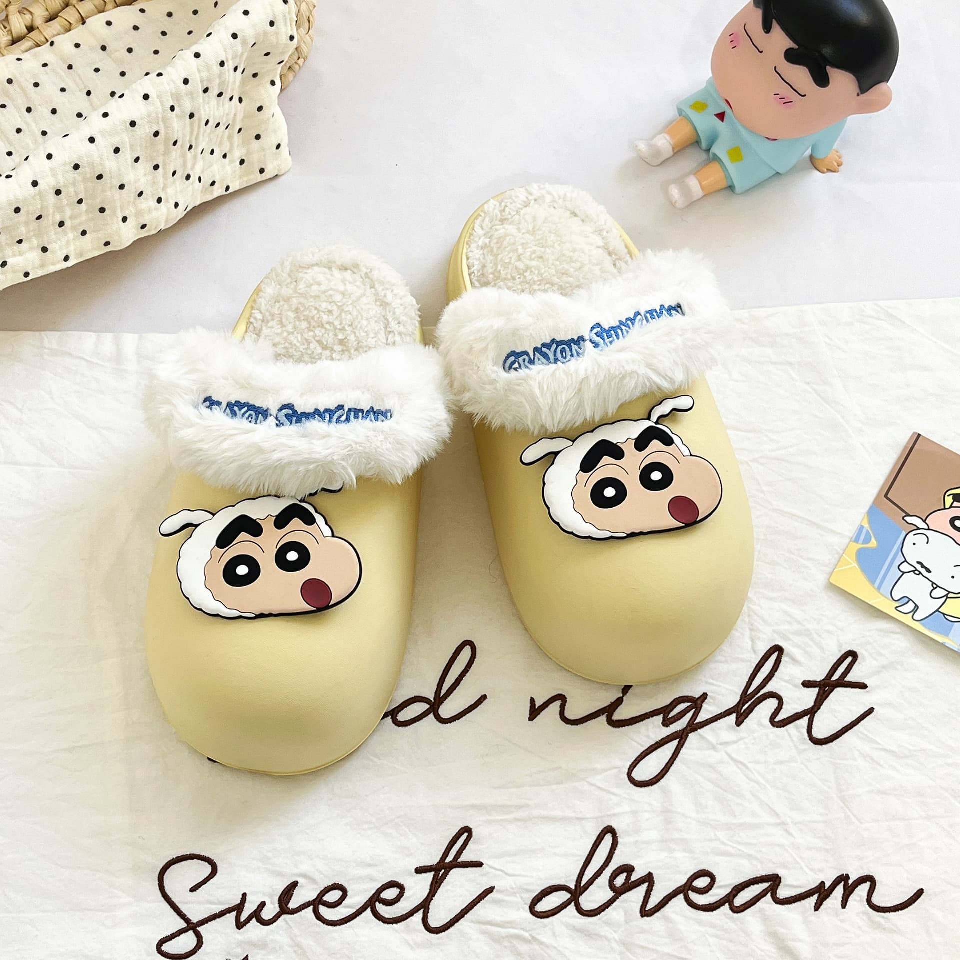 Crayon Shinchan Дом Хлопковые Тапочки Желтые Розовые - изображение 5