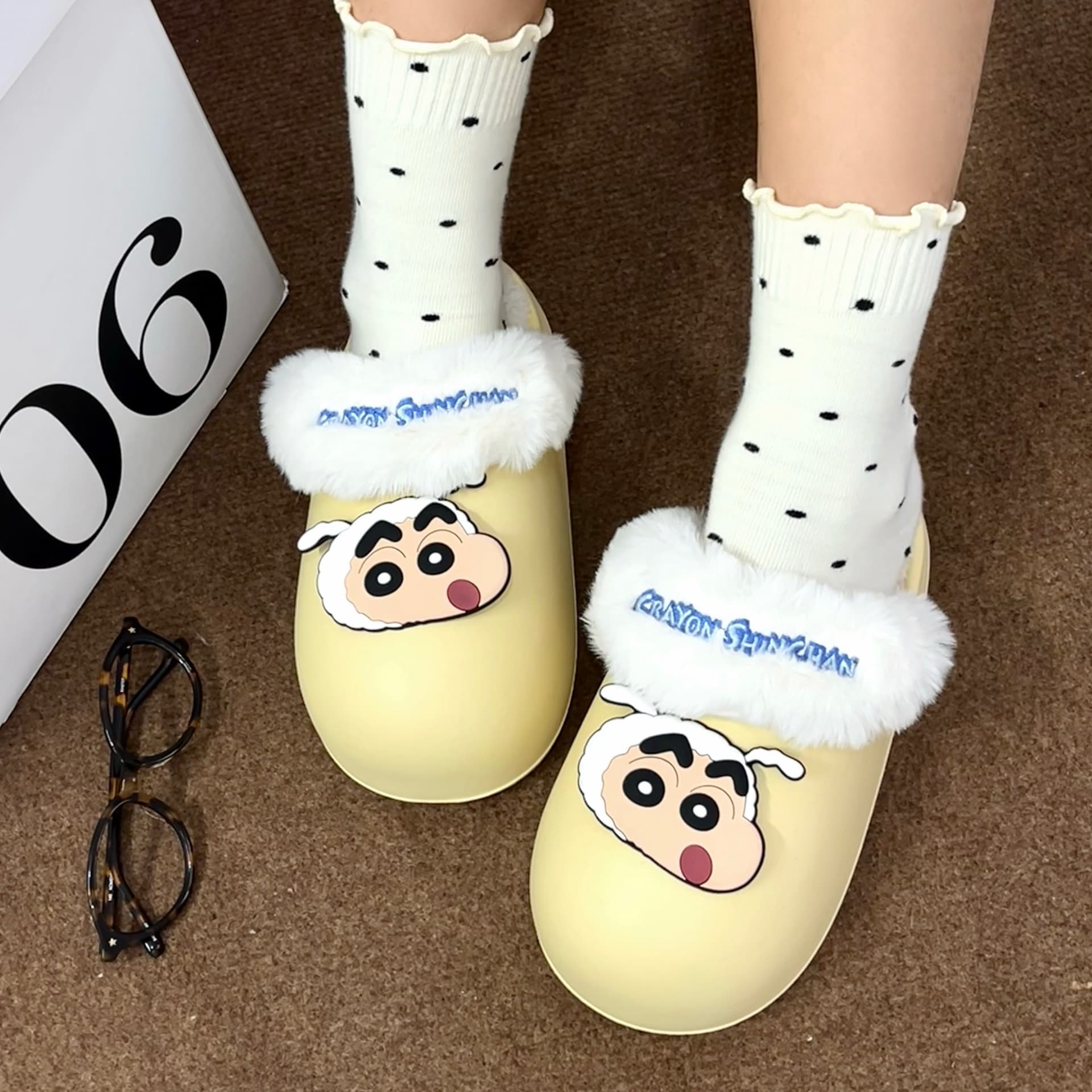Crayon Shinchan Дом Хлопковые Тапочки Желтые Розовые - изображение 3