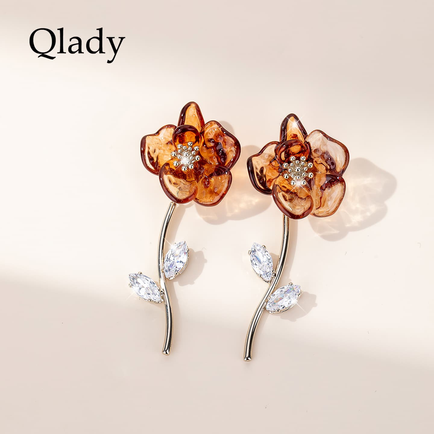 Серьги QLADY Синтетический кубический цирконий серебряная игла серьги из смолы женские - изображение 2