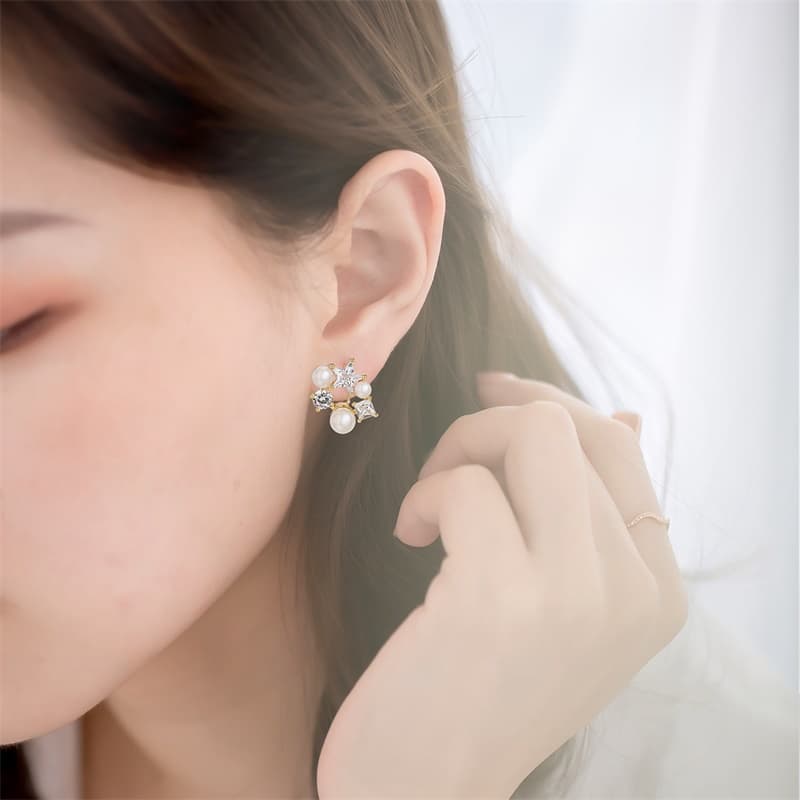 Серьги Серьги-гвоздики из серебра 925 пробы с серебряной иглой QLADY для женщин - изображение 3