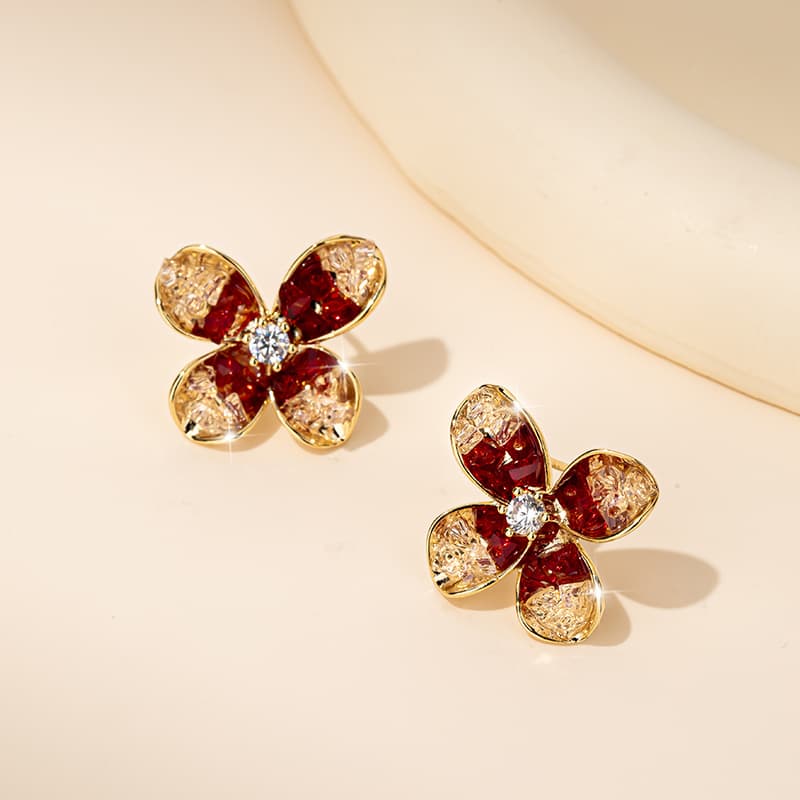 Серьги QLADY Серьги-гвоздики из сплава женские красные - изображение 6