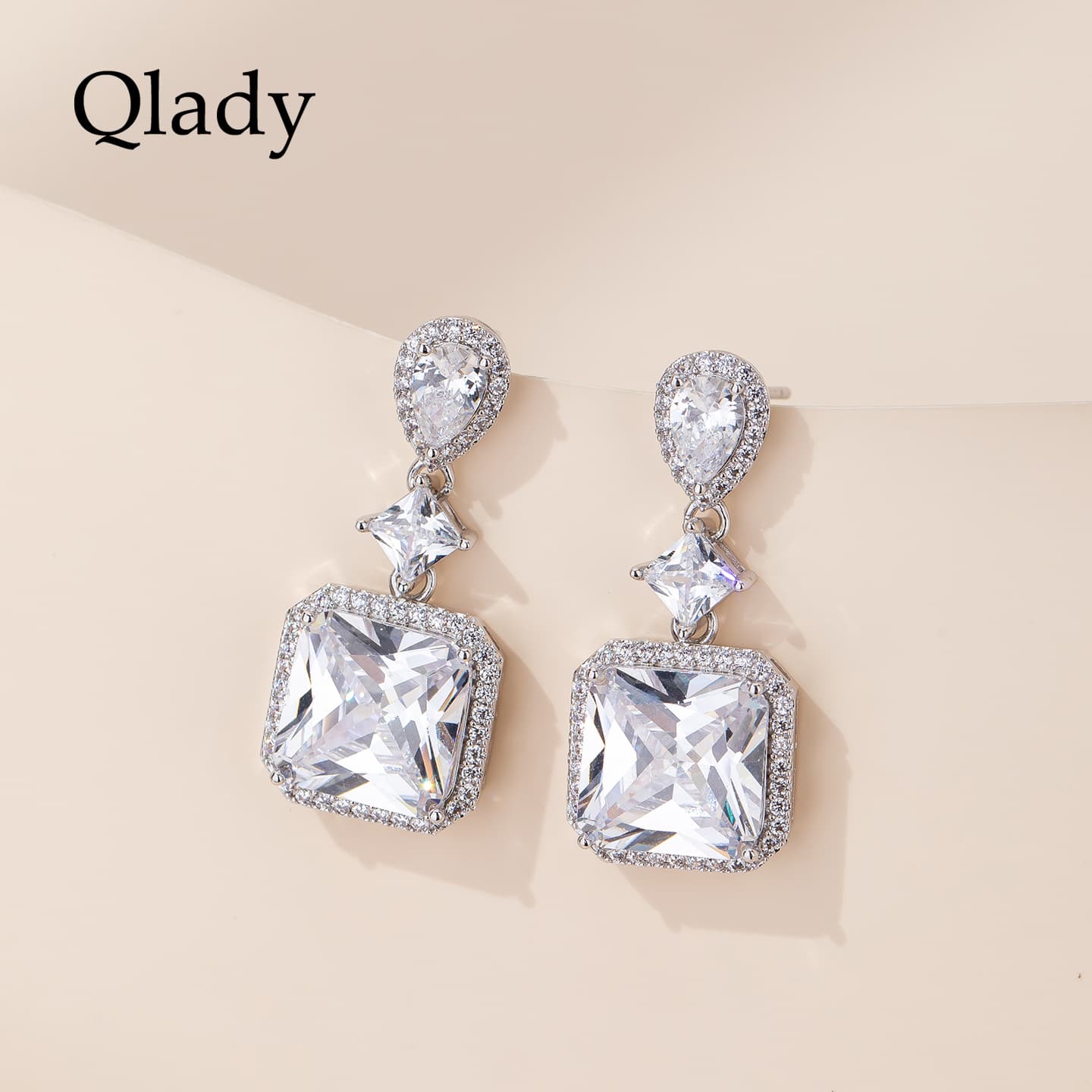 Серьги QLADY Синтетический кубический цирконий серьги-гвоздики из серебра S925 женские - изображение 2