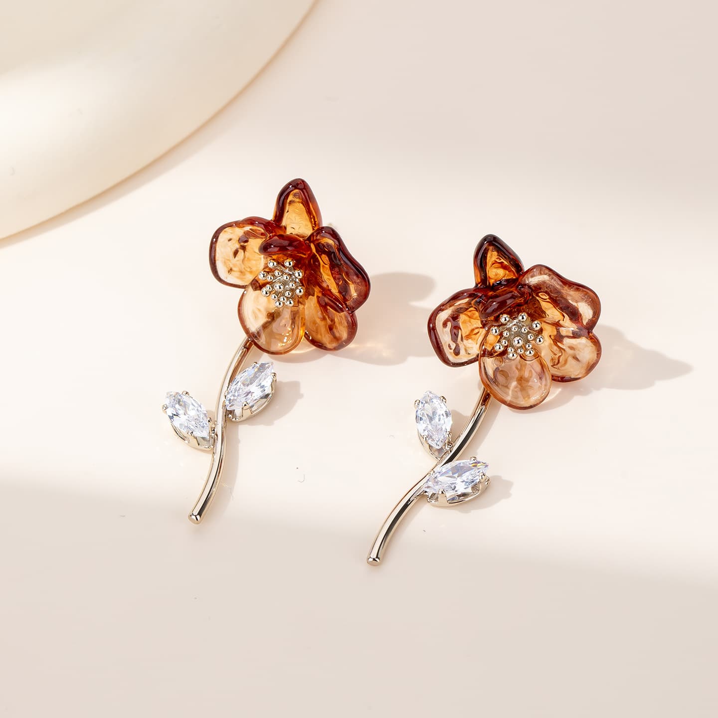 Серьги QLADY Синтетический кубический цирконий серебряная игла серьги из смолы женские - изображение 6