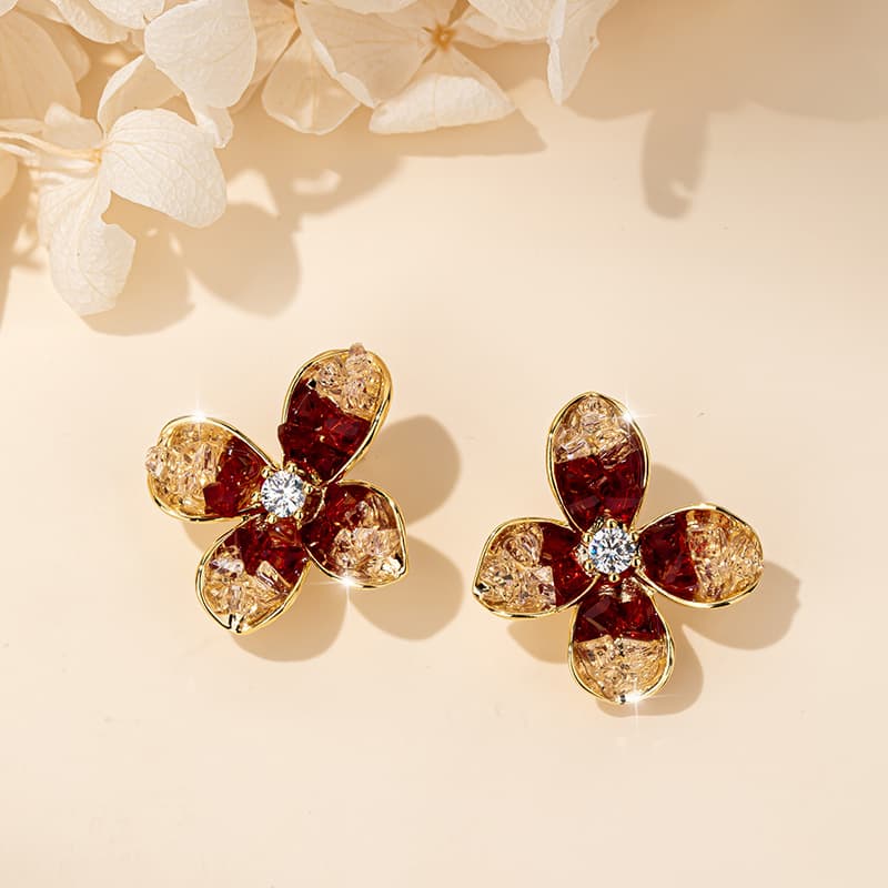 Серьги QLADY Серьги-гвоздики из сплава женские красные - изображение 7