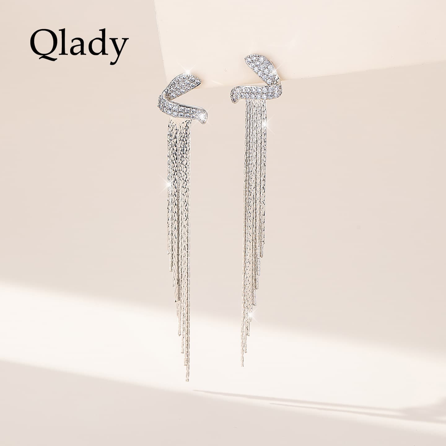 Серьги QLADY Сплав Синтетический кубический цирконий Серебряная игла Серьги Женские - изображение 2