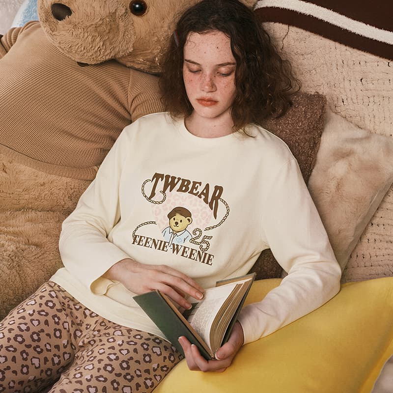 Пижама Teenie Weenie Слоновая кость Женские Пижамные комплекты - изображение 3