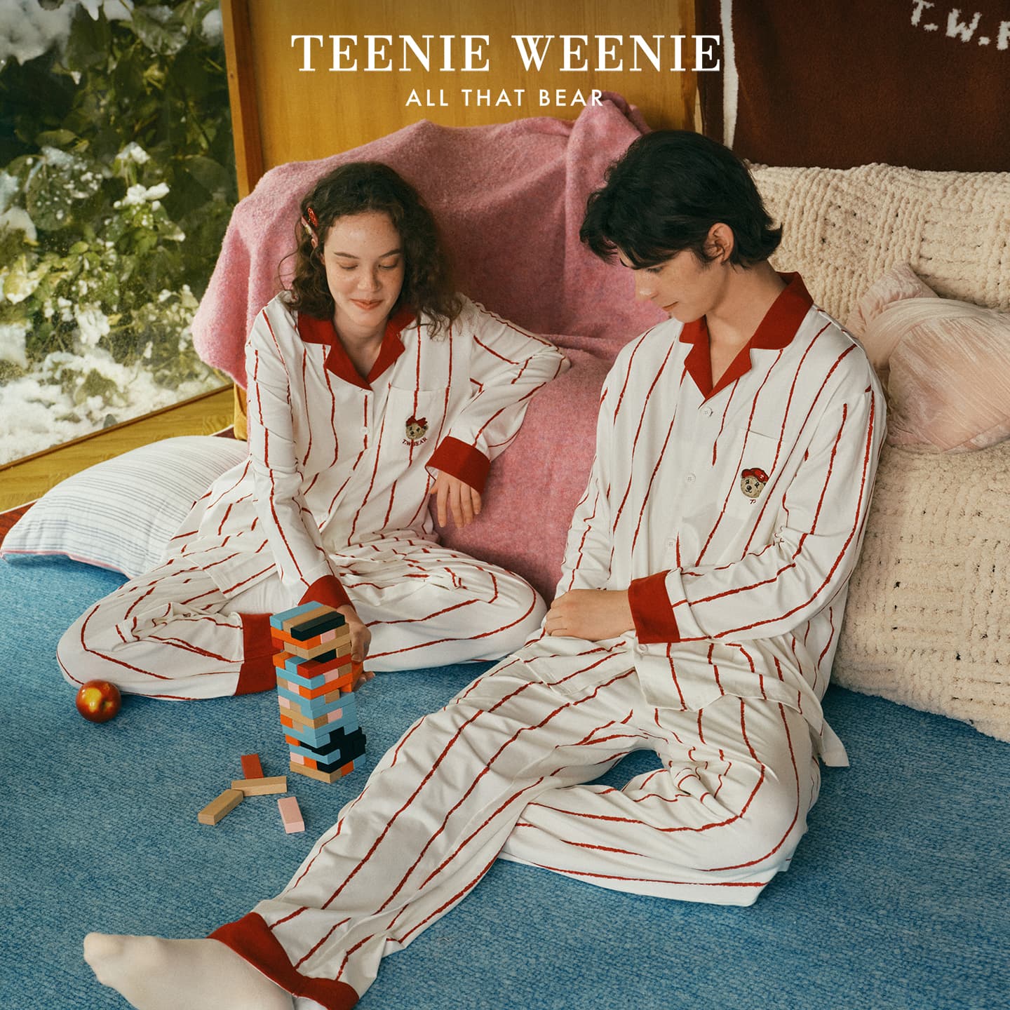 Пижама Teenie Weenie Кокосовый молочный белый CLASH Красный Мужской Пижамные комплекты - изображение 2