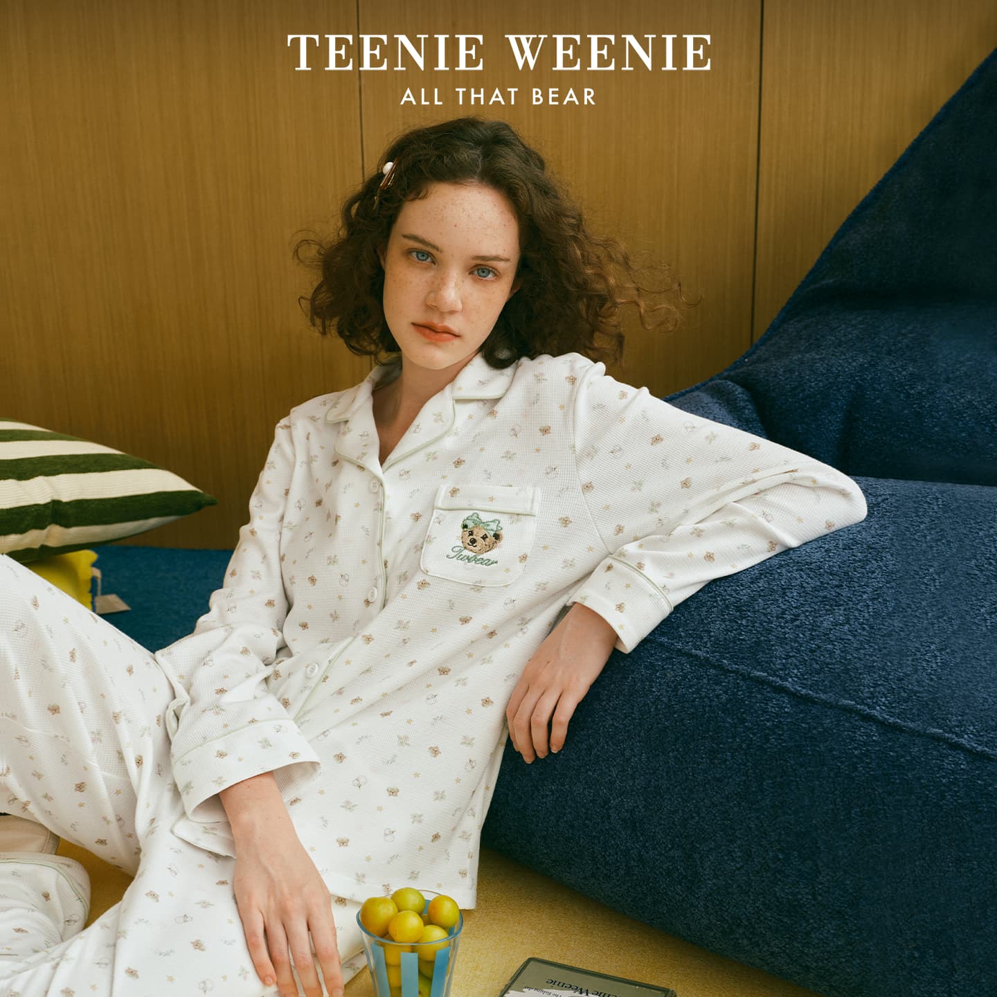 Пижама Teenie Weenie Кокосовый молочный белый Женские Пижамные комплекты - изображение 3