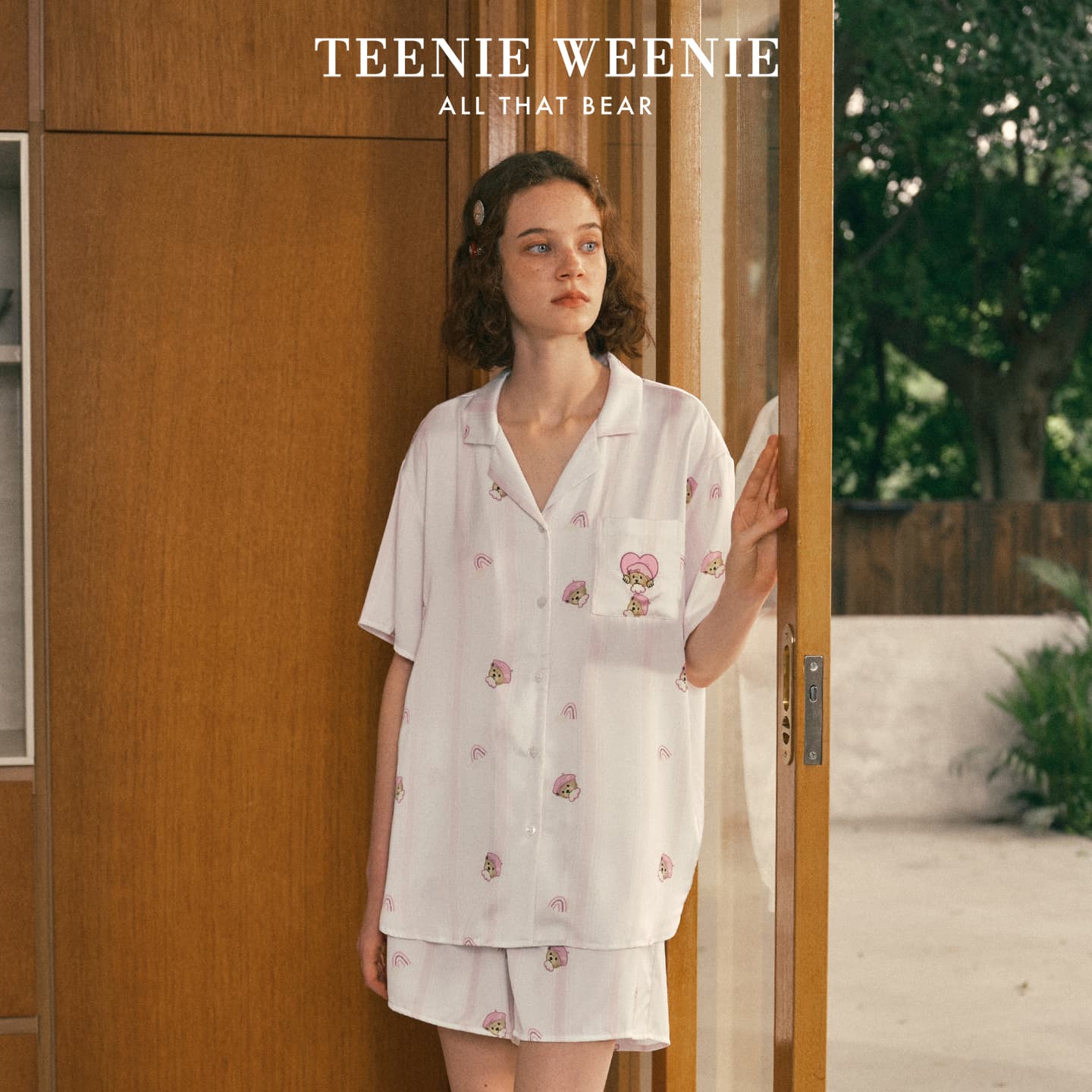 Пижама Teenie Weenie Бело-розовый Принт Женские Пижамные комплекты - изображение 3