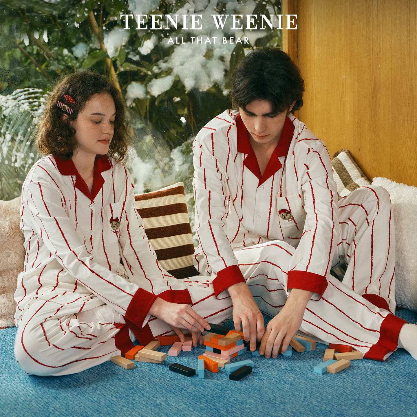 Пижама Teenie Weenie Кокосовый молочный белый CLASH Красный Женские Пижамные комплекты - изображение 2