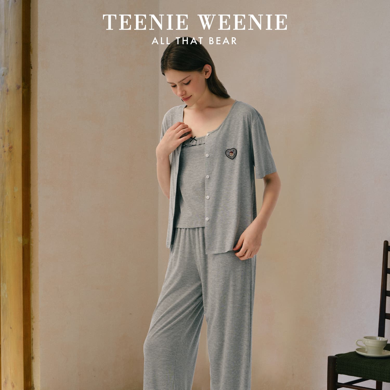 Пижама Teenie Weenie Средний Фотиния Серый Женские Пижамные Комплекты - изображение 2