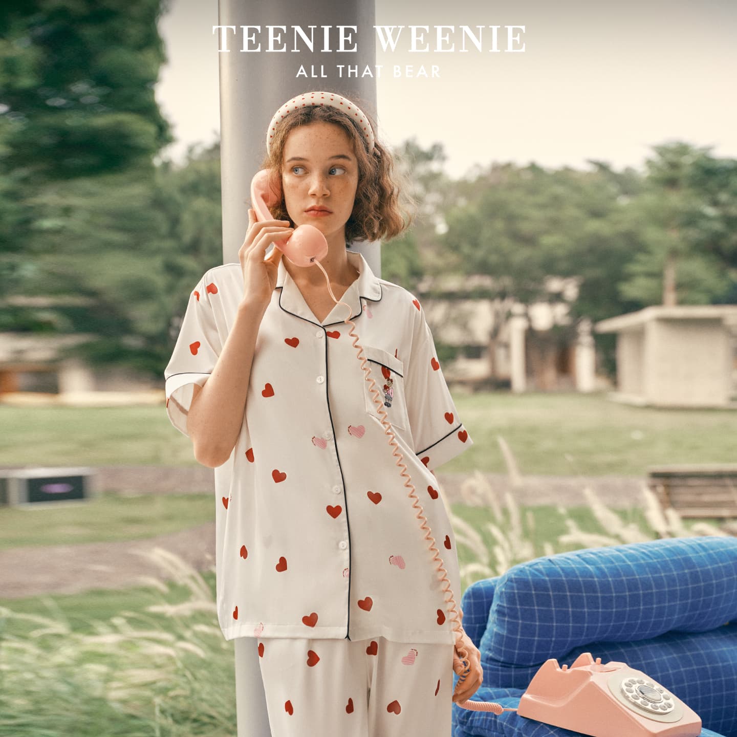 Пижама Teenie Weenie Белое основание Сердце Женские Пижамные комплекты - изображение 2