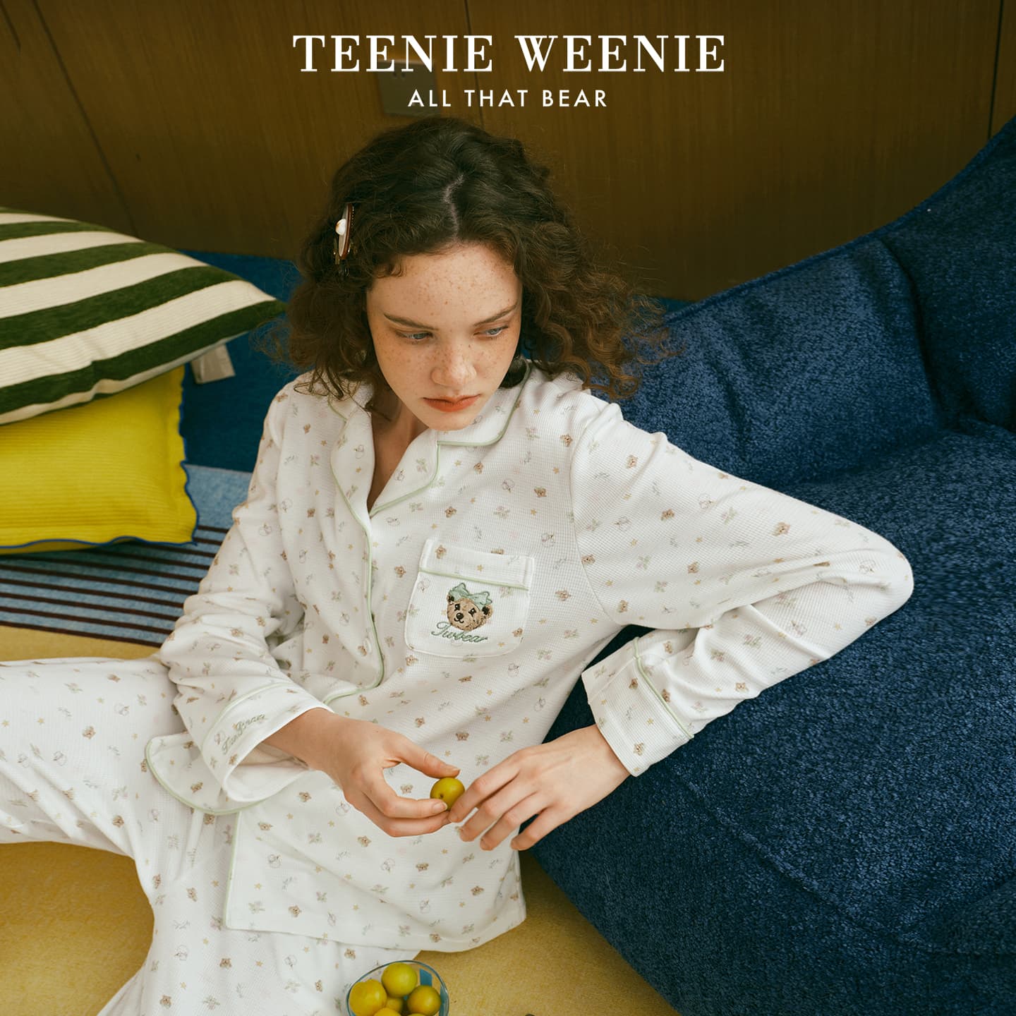 Пижама Teenie Weenie Кокосовый молочный белый Женские Пижамные комплекты - изображение 2