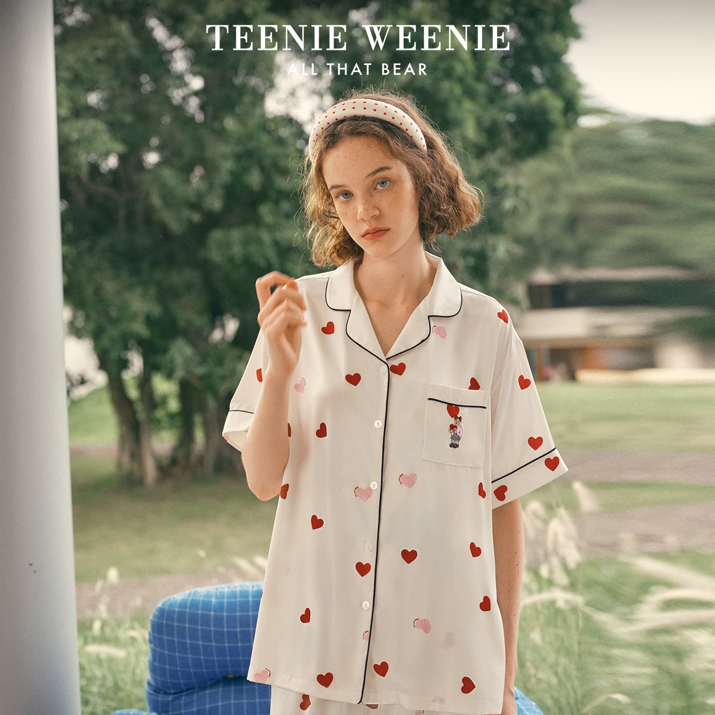 Пижама Teenie Weenie Белое основание Сердце Женские Пижамные комплекты - изображение 4