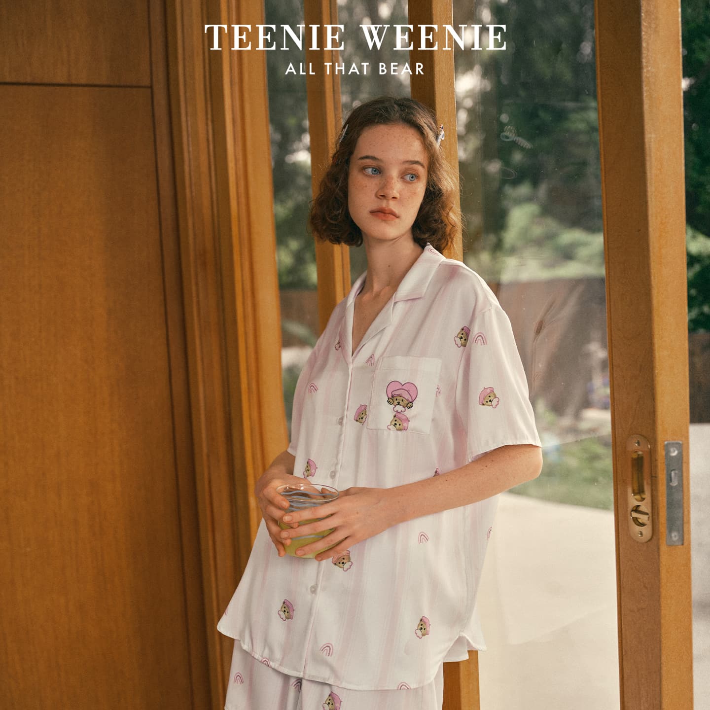 Пижама Teenie Weenie Бело-розовый Принт Женские Пижамные комплекты - изображение 4