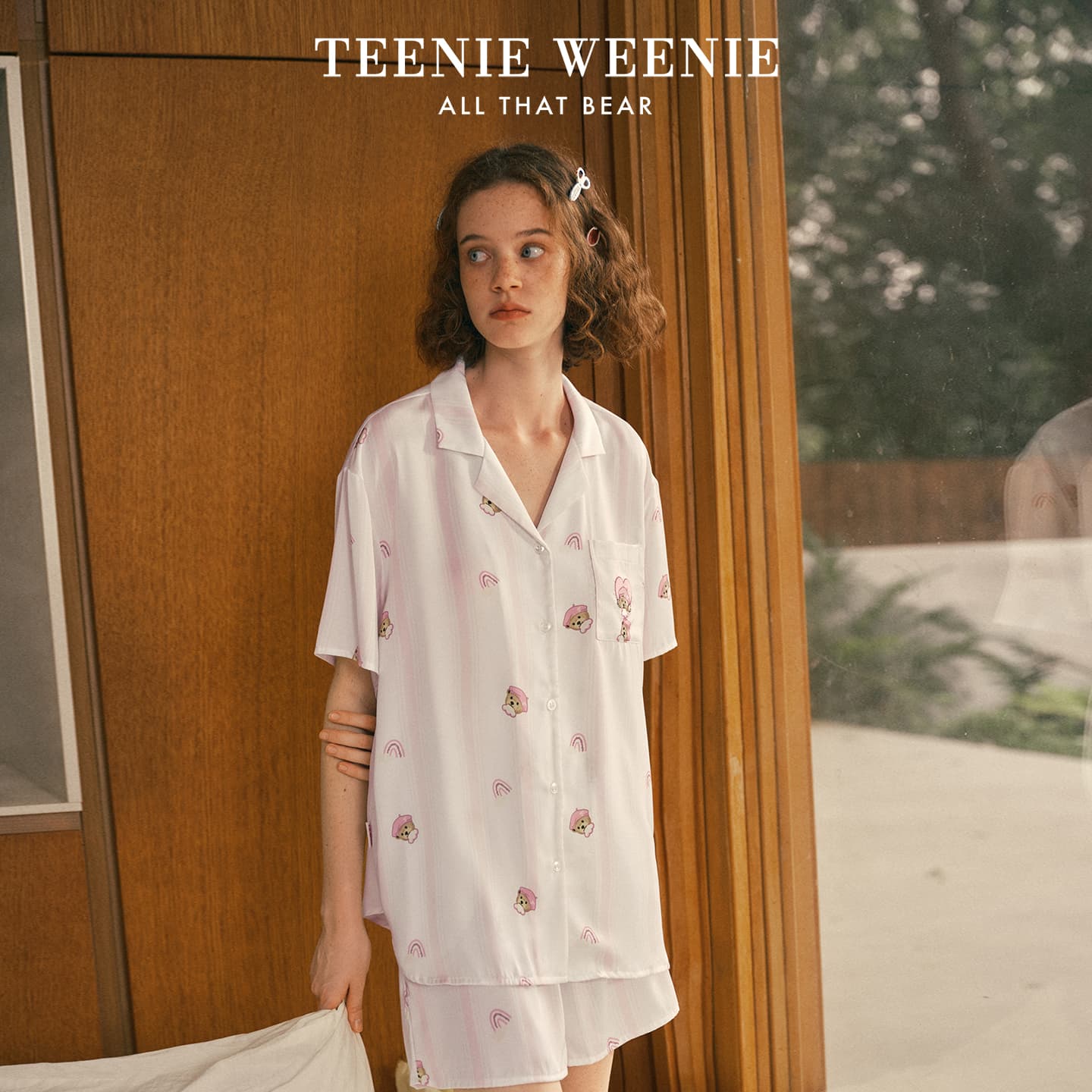 Пижама Teenie Weenie Бело-розовый Принт Женские Пижамные комплекты - изображение 2