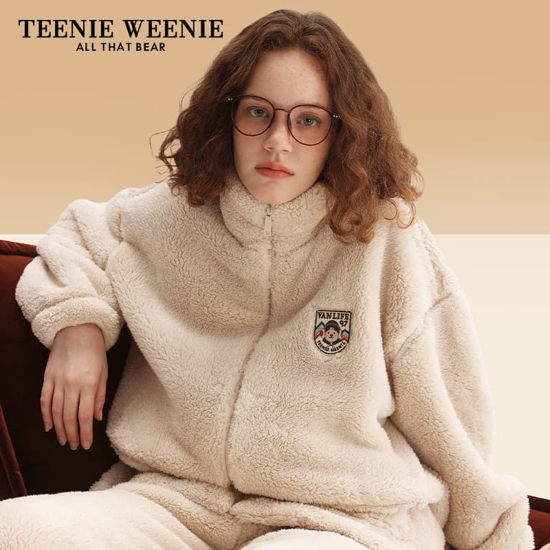 Пижама Teenie Weenie Воротник-стойка Утолщенный и с флисовой подкладкой Термическая Пижама для Осени и Зимы - изображение 2