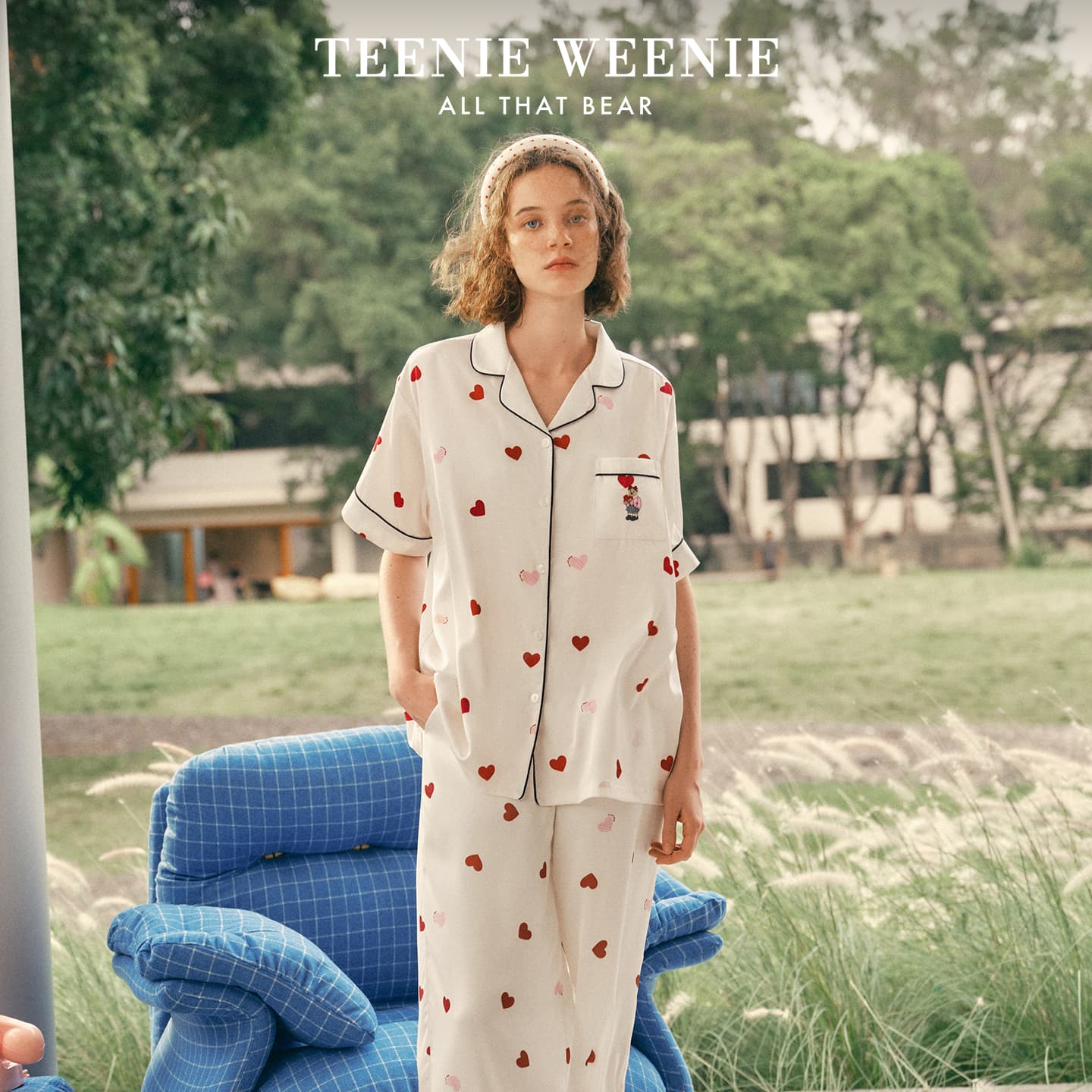 Пижама Teenie Weenie Белое основание Сердце Женские Пижамные комплекты - изображение 3