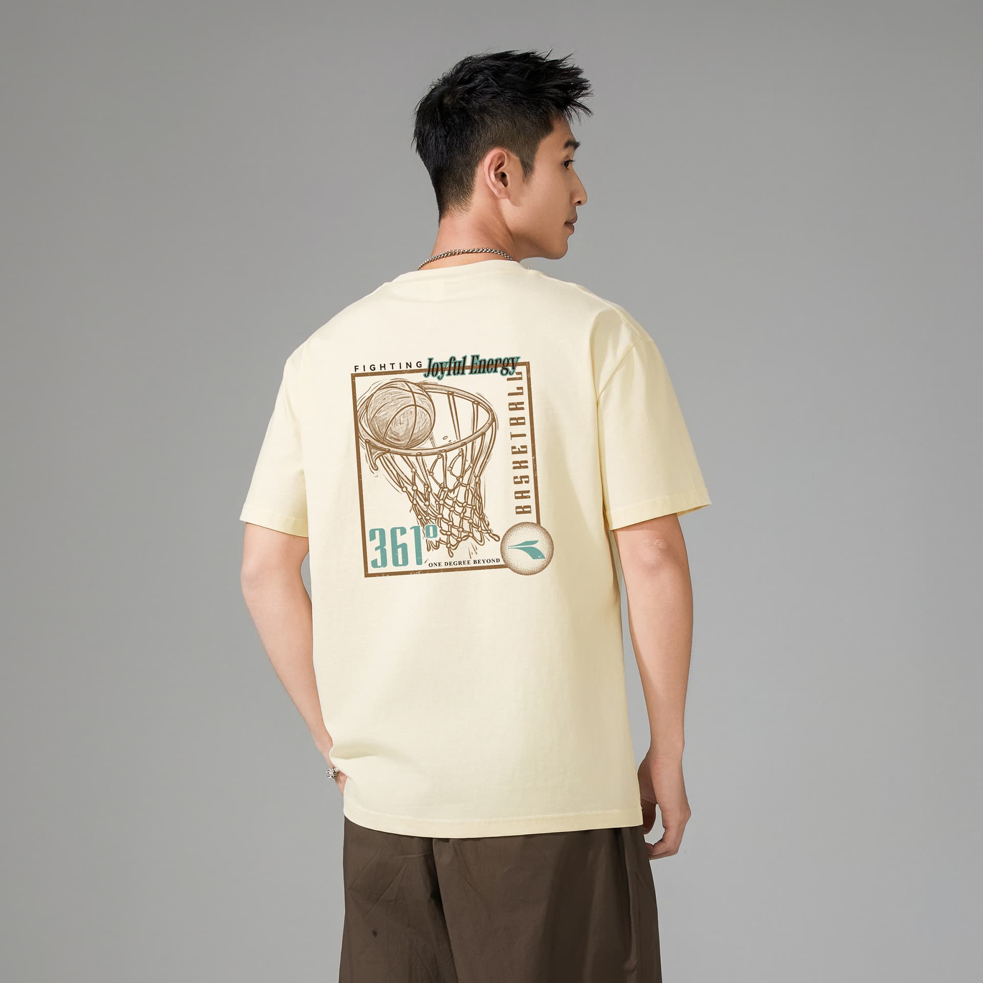 Футболка 361° T-Shirt Унисекс Песочно-коричневый Белый - изображение 3