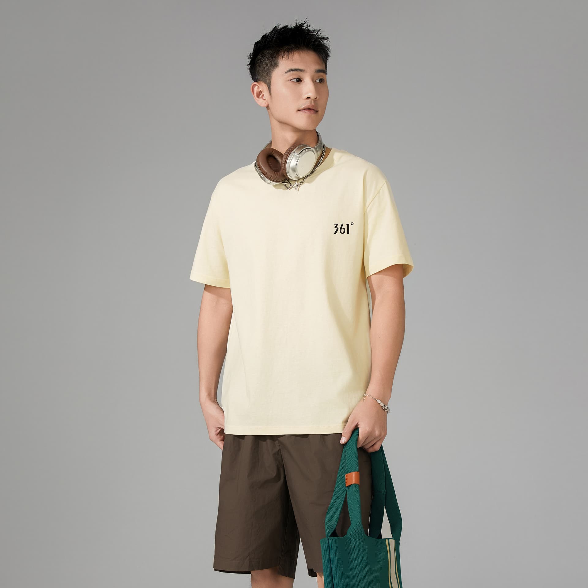 Футболка 361° T-Shirt Унисекс Песочно-коричневый Белый - изображение 5