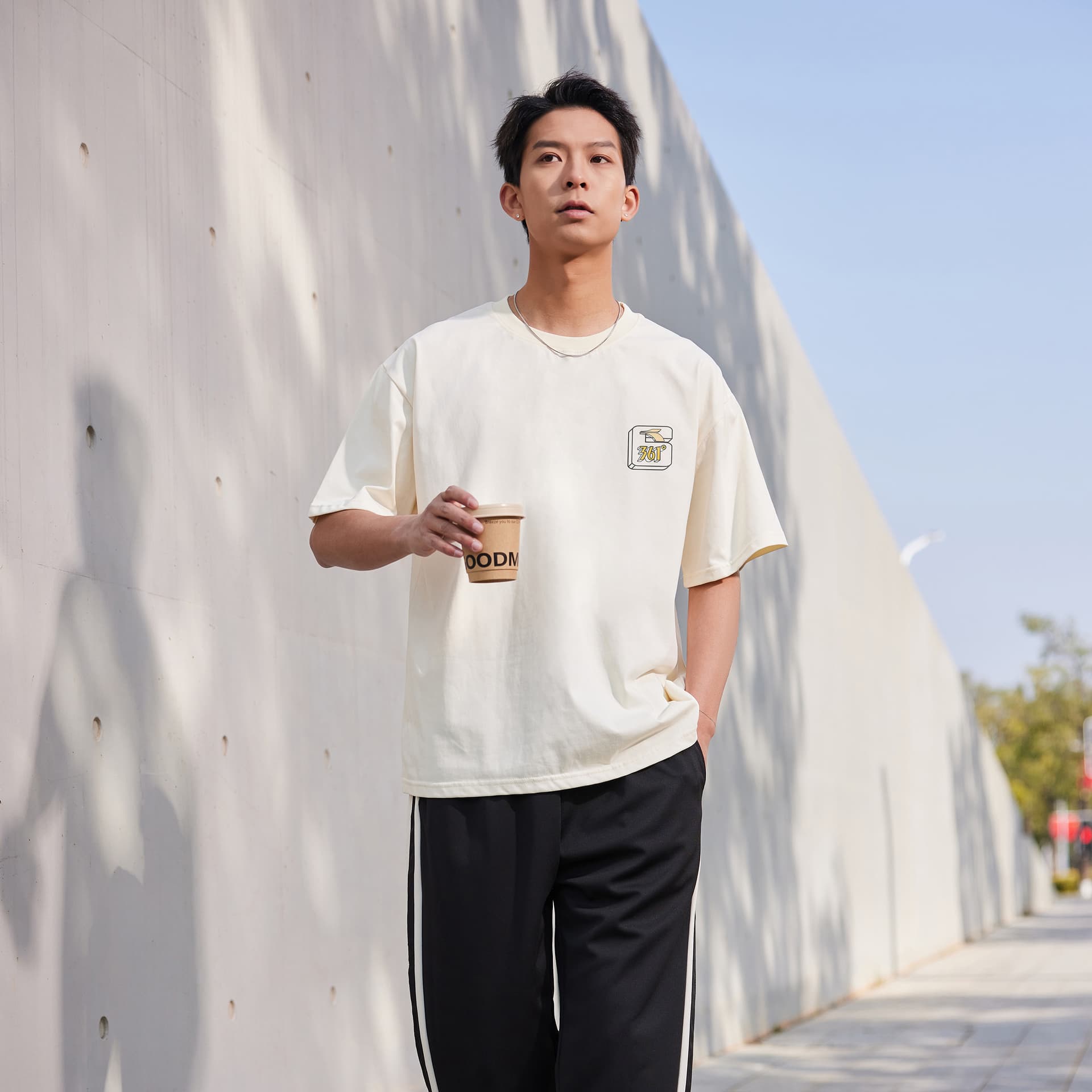 Футболка 361° T-Shirt Унисекс Песочно-коричневый Белый - изображение 4