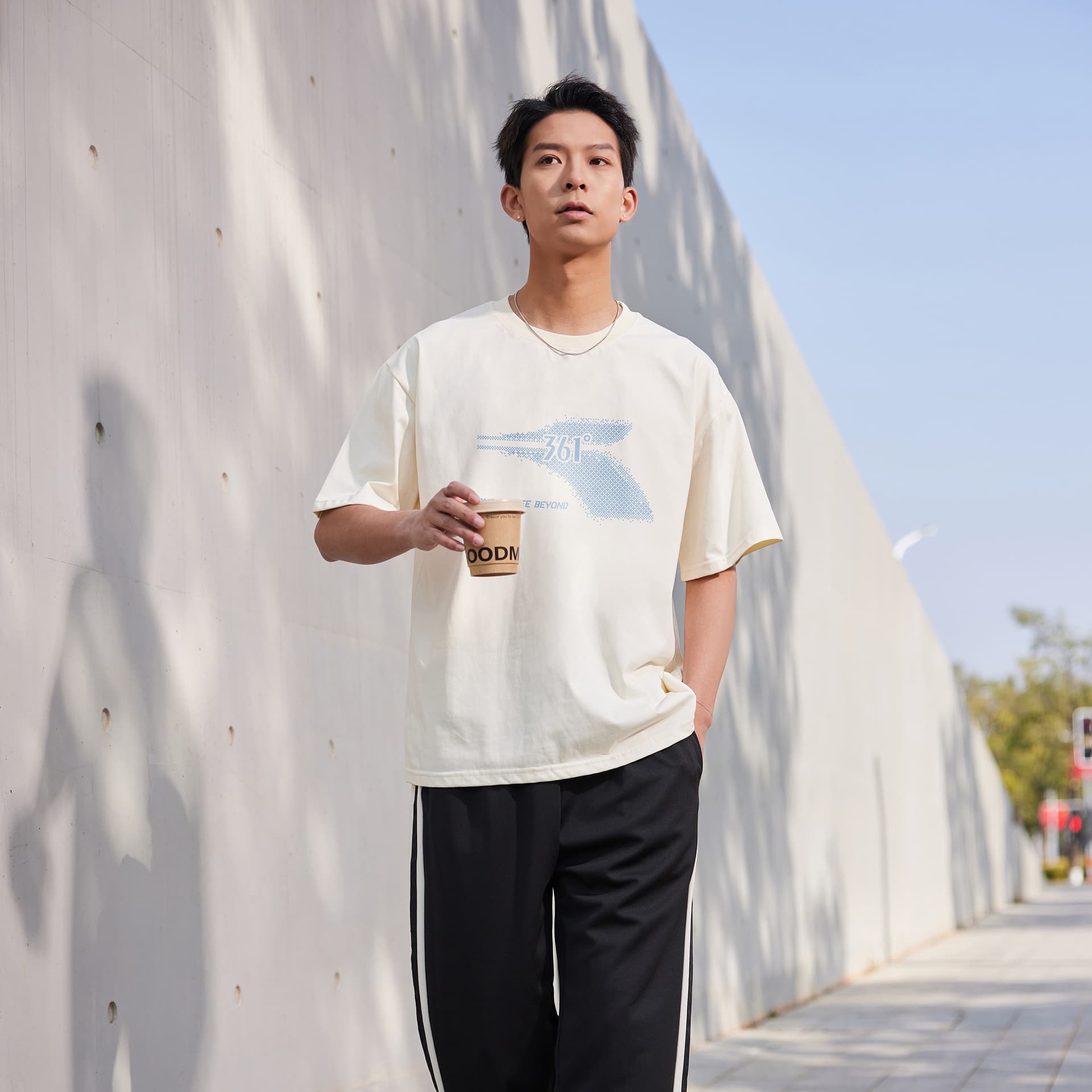 Футболка 361° T-Shirt Унисекс Песочно-коричневый Белый - изображение 4