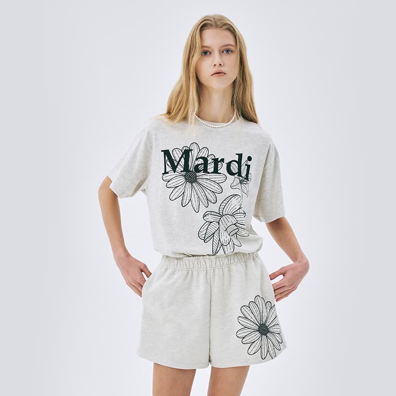 Футболка MARDI MERCREDI Three Flowers Collection SS25 Стандартная рукавная рубашка T для женщин корейский стиль - изображение 4