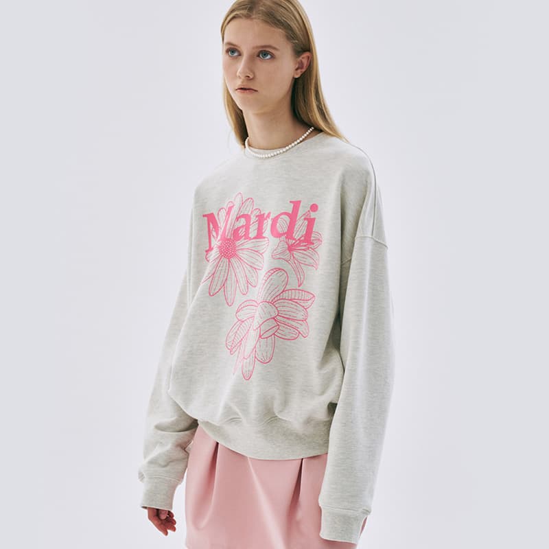 Кофта MARDI MERCREDI Three Flowers Collection SS25 Свитшот Тройной Цветок_Овсянка Пион MARDI Свитшот Корейский стиль - изображение 3