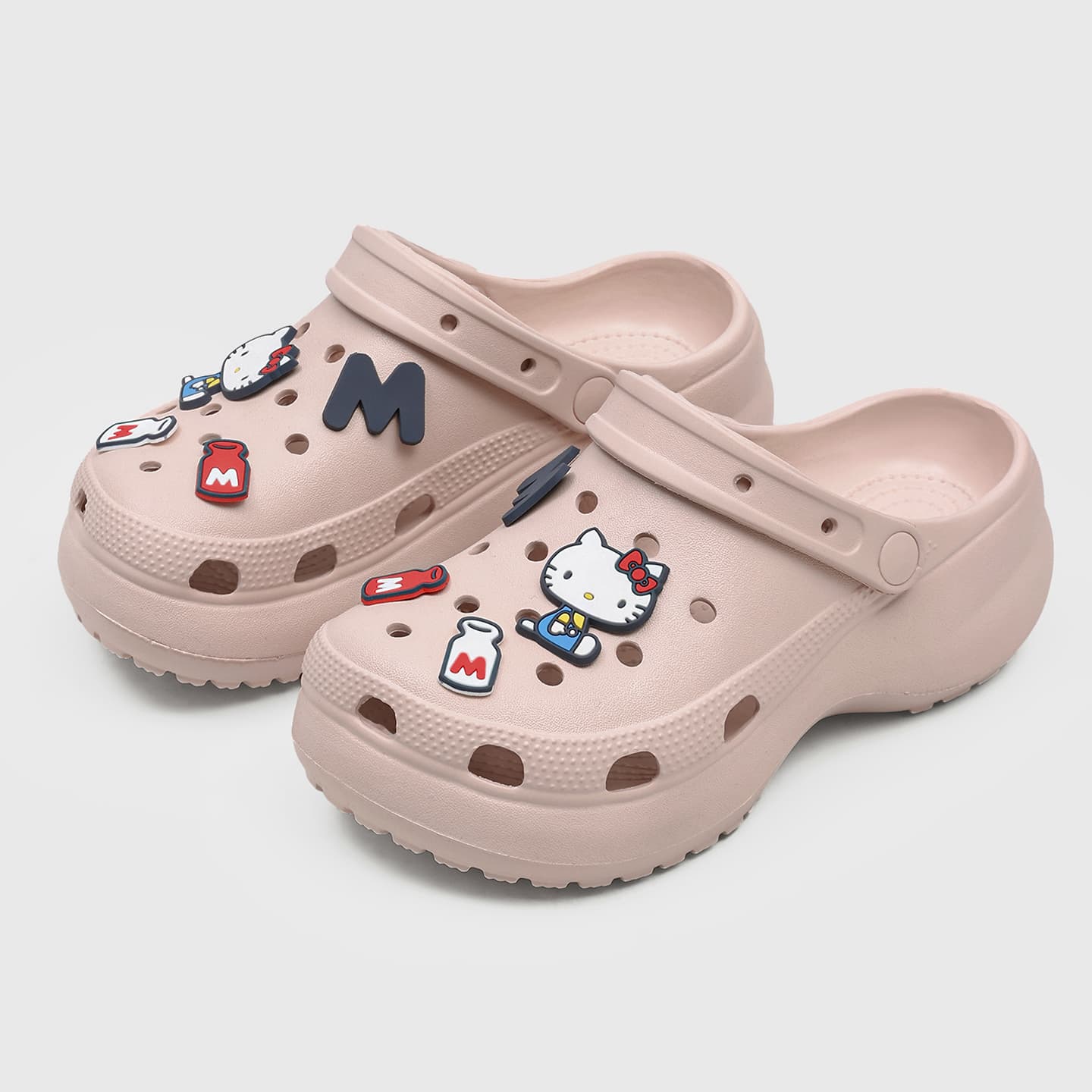 Сабо Sanrio Hello Kitty Летние дышащие слипоны на платформе с мультяшным рисунком для девушек Универсальные уличные клоги - изображение 3