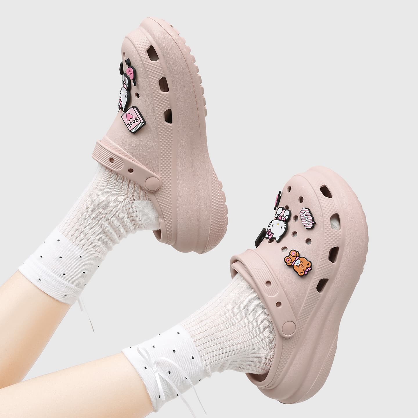 Сабо Sanrio DIY Мультяшные Брелоки для Обуви DIVERSE Веселье Классические Пушистые Обувь Садовые Сабо Резиновые Женские - изображение 6