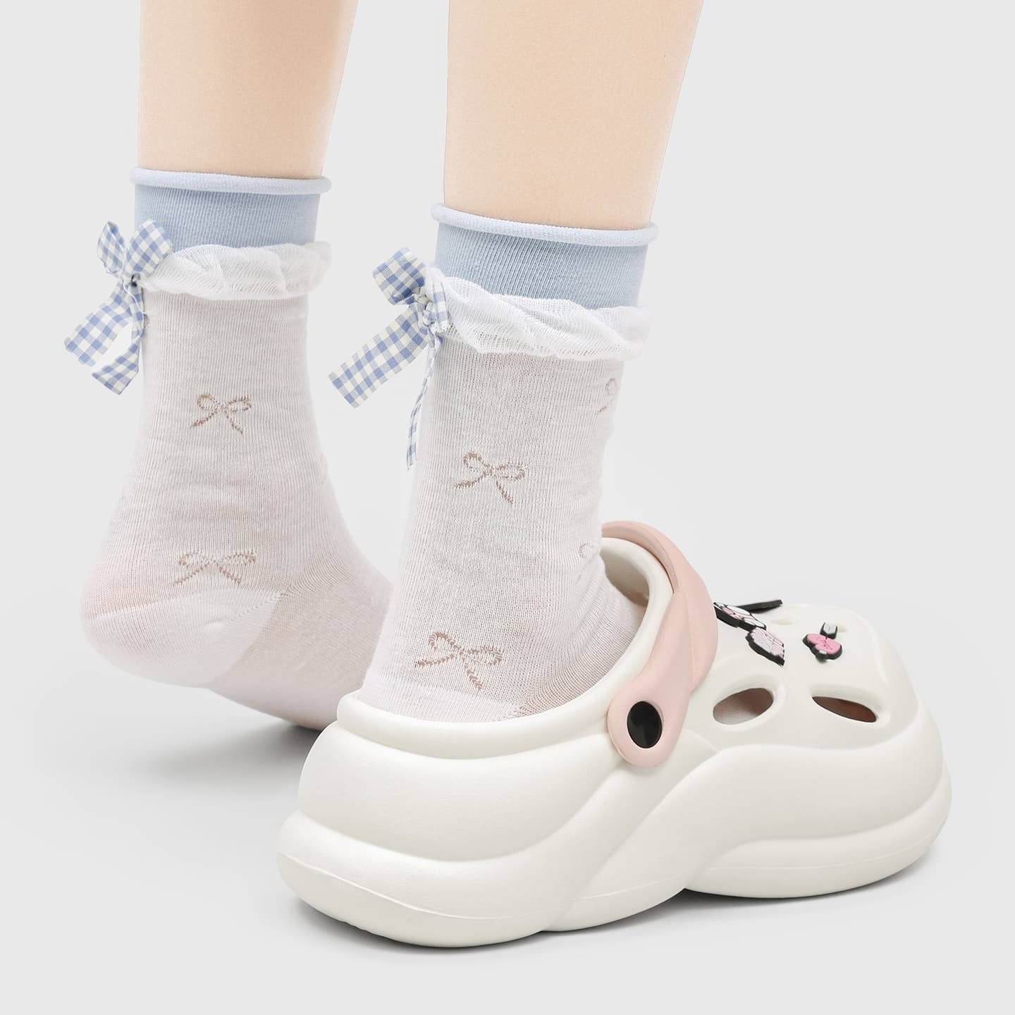 Сабо Sanrio Hello Kitty Летние милые мультяшные дышащие слипоны-клоги на платформе для женщин в бело-розовом цвете - изображение 6