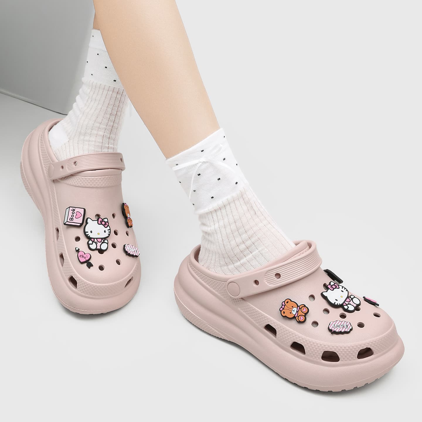 Сабо Sanrio DIY Мультяшные Брелоки для Обуви DIVERSE Веселье Классические Пушистые Обувь Садовые Сабо Резиновые Женские - изображение 5