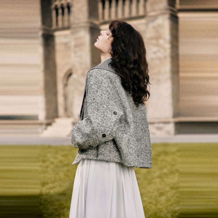 ELLE Укороченное пальто женское среднего серого цвета - изображение 7
