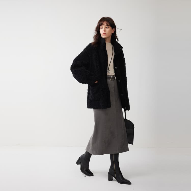 ELLE Черные Женские Бархатные Куртки - изображение 5