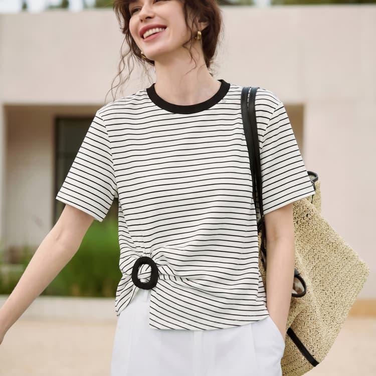 Футболка ELLE Полосы Женские T-рубашки - изображение 5