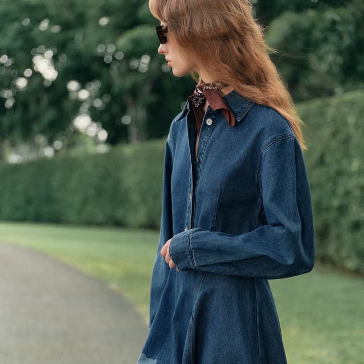 Платье ELLE Длинное платье с длинными рукавами женское синее - изображение 6